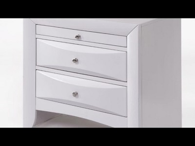Elegant White 2-Drawer Nightstand with Beveled Fronts - 26"x25"