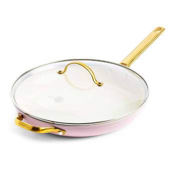 GreenPan Reserve 12" Hard Anodized Healthy Ceramic Nonstick Frypan with Helper Handle & Lid Blush Pink