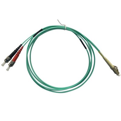 Monoprice OM4 Fiber Optic Cable - 2 Meters - Aqua, LC/ST, UL, 50/125 Type, Multi Mode, 10GB, OFNR, Corning, For High-Throughput Enterprise Networks