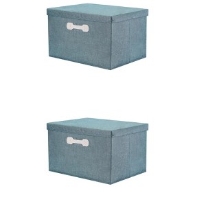 REGALWOVEN Collapsible Fabric Storage Bin with Lid and Handle for Shelves Closet 2 Pcs - 1 of 4
