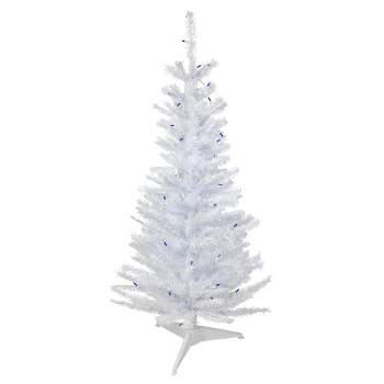 Northlight 4' Pre-Lit Woodbury White Pine Slim Artificial Christmas Tree, Blue Lights