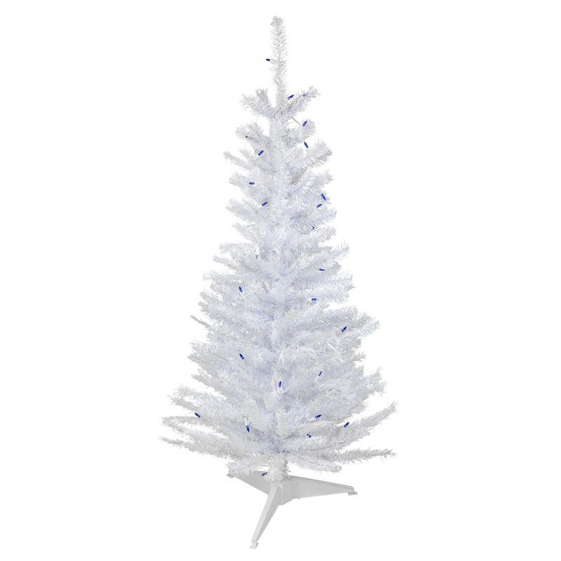 Northlight 4' Pre-Lit Woodbury White Pine Slim Artificial Christmas Tree, Blue Lights, 1 of 8