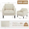 Mid-Century Modern Accent Chair with High Back - Beige Linen Upholstered Armchair for Living Room, Office,Comfortable Scooped Arm Design,off-white - 3 of 4