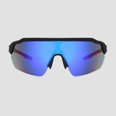 Men's Blade Rubberized Sport Sunglasses with Mirrored Lenses - All in Motion™ Blue