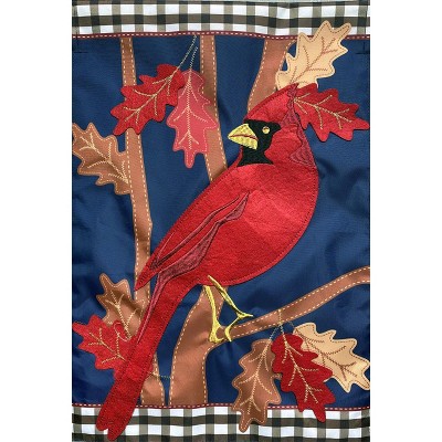 Fall Cardinal Applique Garden Flag Autumn Leaves 18" x 12.5" Briarwood Lane