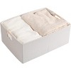 Aoibox Fabric Storage Bin Foldable Cotton Linen Basket with Wooden Handles Medium Beige Rectangular Cube Organizer - 2 of 4