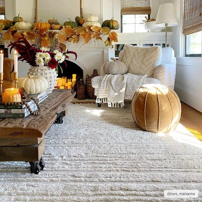 Hauteloom Ibarra Textured Ivory High/Low Pile Rug with Tassels
