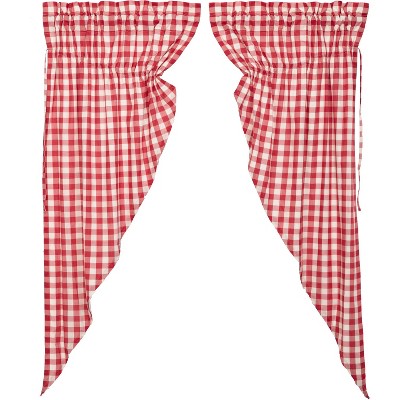 Annie Buffalo Red Check Prairie Short Panel Set of 2 63x36x18 VHC Brands