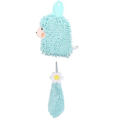 REGALWOVEN Soft Absorbent Flower Pattern and Sheep Pattern Chenille Hand Towel with Loop 6" x 15"/7" x 11" 2 Pcs