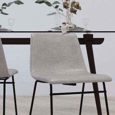 Set of 2 Faux Leather Bucket Seat Dining Chairs with Frame - Merrick Lane