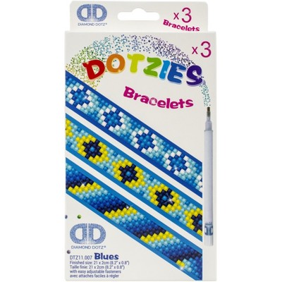 Diamond Dotz DOTZIES Bracelets Facet Art Kit 1"X9"-Assorted Blues 3/Pkg