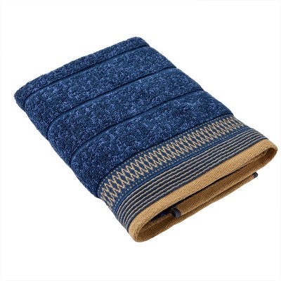 Juxtapose Blue Cotton Hand Towel Set with Decorative Trim