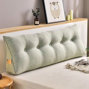 Bekrvio Wedge Headboard Pillow for Bed, Faux Linen Reading Backrest Cushion with Removable Cover & Pocket, Large Triangular Bed Rest - 1 of 4