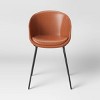 Mossman Faux Leather Tub Dining Chair Brown - Threshold™: Modern Upholstered, Curved Back, Flared Legs - 3 of 4