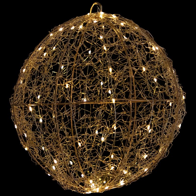 Northlight LED Twinkle Lighted Wire Ball Outdoor Christmas Decoration - 12" - Gold, 1 of 7