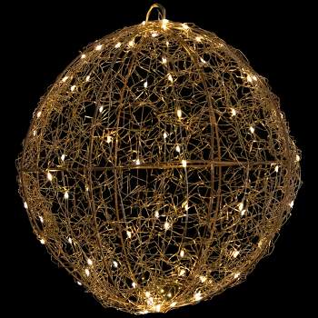 Northlight LED Twinkle Lighted Wire Ball Outdoor Christmas Decoration - 12" - Gold