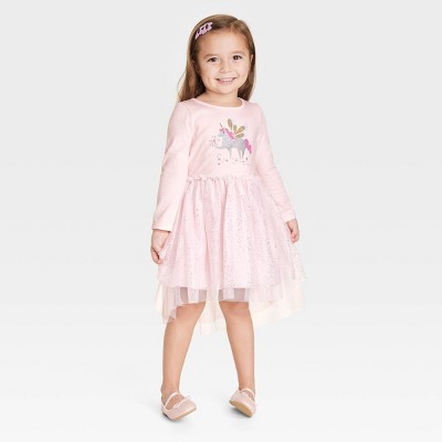 Toddler Girls' Unicorn Sequin Tulle Long Sleeve Dress - Cat & Jack™ Pink