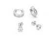 Steeltime Stainless steel set of 2 simulated diamond stud and simulated diamond huggie earrings - 2 of 4