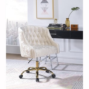 TiramisuBest Cream & Gold Velvet Office Chair: 360¡ã Swivel, Adjustable Height - 1 of 4