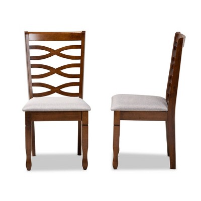 Modern Grey Fabric and Walnut Wood Upholstered Dining Chair Set