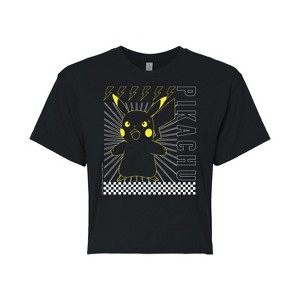 Women's - Pokémon - Pikachu Outline Art Cropped Graphic T-Shirt - 1 of 4