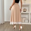 Women's Tiered Skirt with Pearl Buttons - Long Layered Flowy Skirt for All Seasons, Elegant Pearl Accents, Casual to Formal - 2 of 4