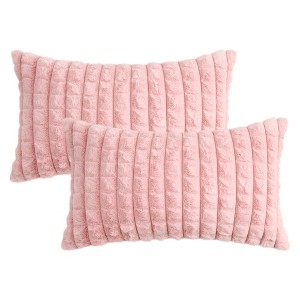 REGALWOVEN Solid Checked Soft Plush Throw Pillow Covers for Sofa Bed Living Room Home Decor 2 Pcs - 1 of 4