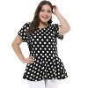 Agnes Orinda Women's Plus Size Polka Dots Fashion Workout Elegant Short Sleeves Peplum Top - 2 of 4