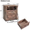 SinCiDo 26" H Farmhouse Nightstand w/ Charging Station 23.6" W Rustic End Table Roman Column,Open Shelf,2 Drawers & Metal Handles - 3 of 4