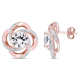 EVERLY JEWELRY | Rose Plated Sterling Silver 5 1/7 CT TGW White Topaz Fashion Post Earrings - 1 of 4