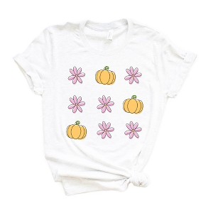 Simply Sage Market Women's Pumpkin And Flowers Short Sleeve Graphic Tee - 1 of 2