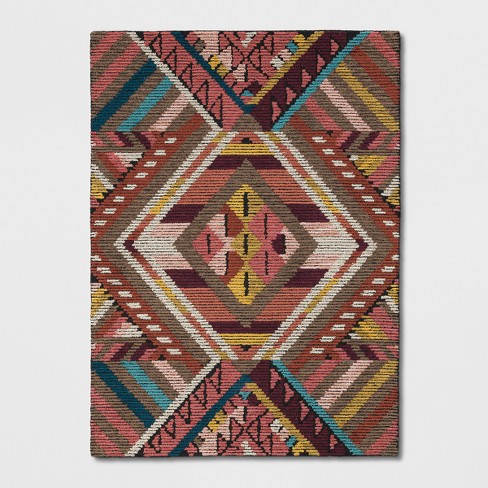 Geometric Wool Tufted Area Rug Pink/Red/Yellow - Opalhouse™ - image 1 of 3