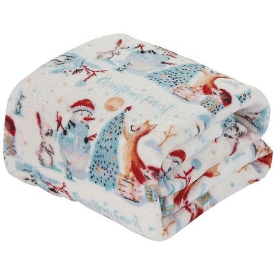 Kate Aurora Ultra Soft & Cozy Christmas Forrest Friends Santa Plush Throw Blanket Cover - 50 in. W x 60 in. L