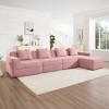 Modular 4-Seat L-Shaped Sectional Sofas, Deep Seat Cloud Couch with 1 Movable Ottoman & Throw Pillows, Plush Corduroy Boneless Sofa for Living Room - 3 of 4