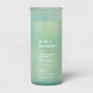 Tinted Glass Aloe + Bergamot Jar Candle Light Green - Threshold™ - 1 of 2