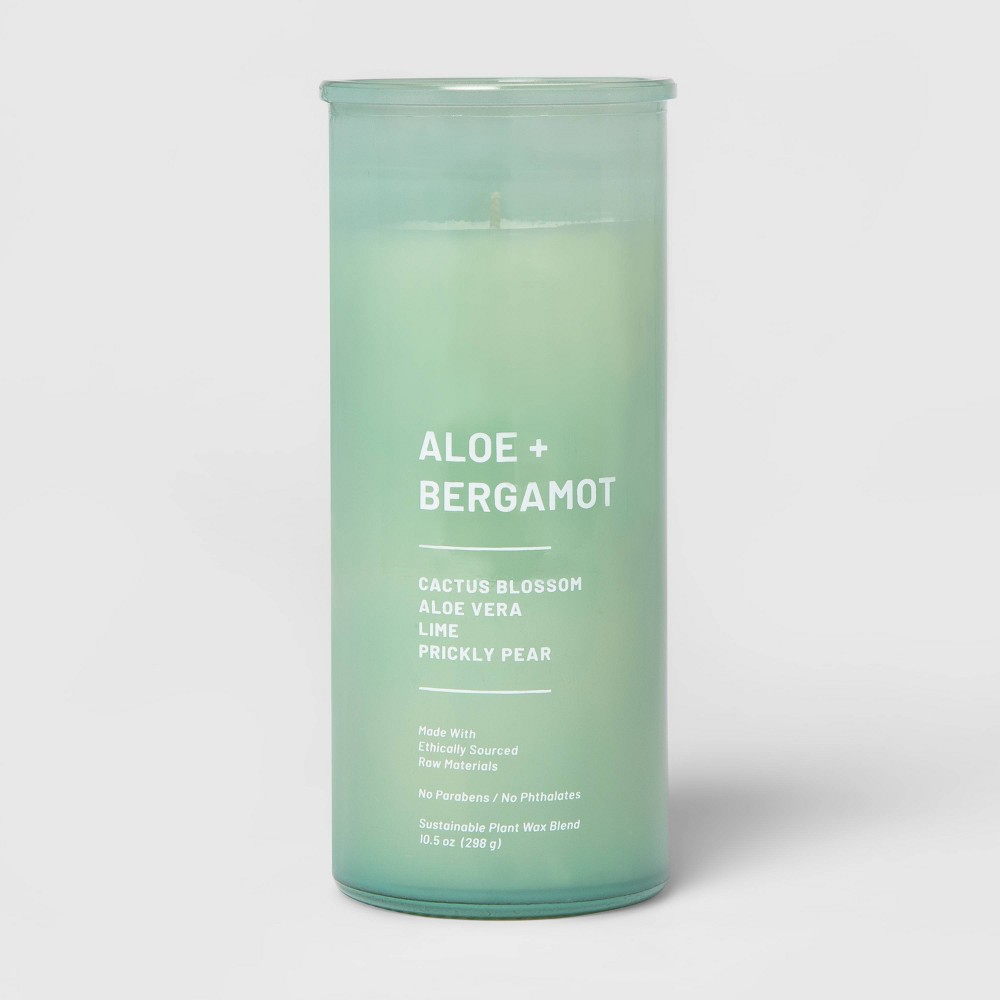 Photos - Other interior and decor Tinted Glass Aloe + Bergamot Jar Candle Light Green 10.5oz - Threshold™