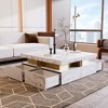 TIRAMISUBEST Luxury Square Coffee Table with 4 Hidden Drawers, Faux Marbling Design Cocktail Table Center Table - 4 of 4