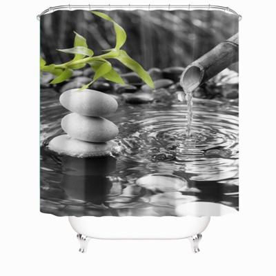 Spring Water And Stones Shower Curtains for Bathroom Waterproof Fabric Bath Curtain Durable Soft Stylish Bathroom Decor 72x72 Inch