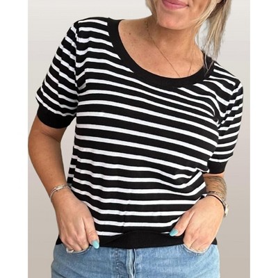 Women's Quinn Striped Puff Top - AnnieWear XL