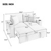Pull-out Sofa Bed Loveseat Couch Chaise Lounge Sleeper Sofa Bed 2-seater Sofa Chair with Cup Holders & USB Ports - ModernLuxe - 3 of 4