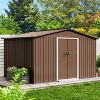 10X12 FT Outdoor Storage Shed, Galvanized Steel Storage Shed, Steel Sliding Doors, Weather Resistant, Garden Tool Shed with Lockable Door - 2 of 4