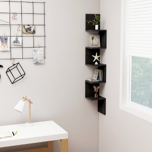 vidaXL Wall Corner Shelf Black 7.9 in.x7.9 in.x50.2 in. Engineered Wood - 1 of 4