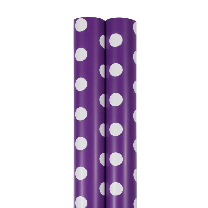 JAM Paper &#38; Envelope 2ct Polka Dots Gift Wrap Purple/White, 2 of 7