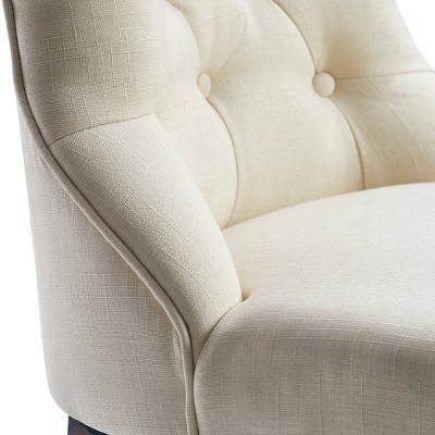 Elmhurst Cream Tufted Upholstered Dining Chairs with Wooden Legs, Set of 2
