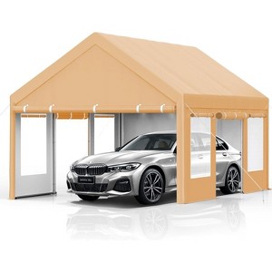 13x20FT Heavy Duty Carport with Galvanized Steel Frame & PE Canopy, White/Yellow - 1 of 4