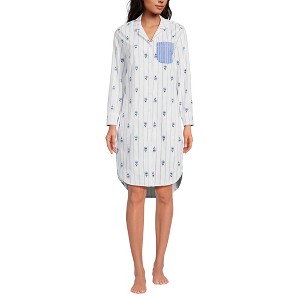 Lands' End Women's Cotton Poplin Long Sleeve Sleepshirt Nightgown - 1 of 3