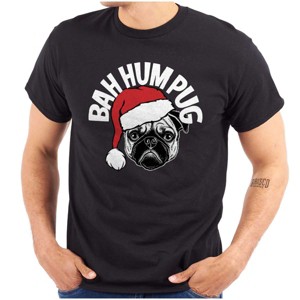Funny Christmas Bah Humbug Pug Pun Graphic T Shirt Men or Women Brisco Brands - 1 of 4