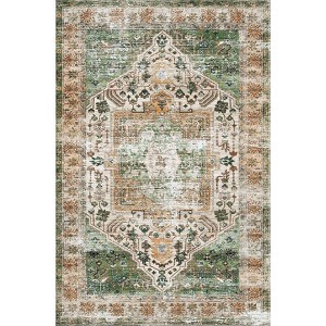 Area Rug Washable Rug Vintage Rug Kitchen Indoor Distressed Non Slip Carpet Floral Print Mat - 1 of 1