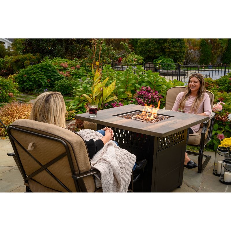 Endless Summer The Harris 38&#34; Square LP Gas Outdoor Fire Pit with Faux Wood Mantel Brown, 4 of 7