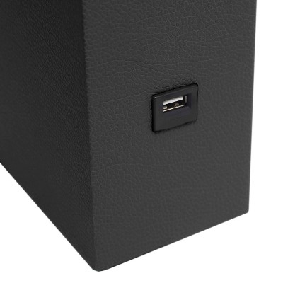 Lexington 21" Black Leather Base Modern Nightstand Lamp with USB Port